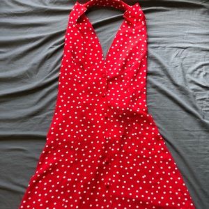 Vanessa Mooney red polka dot dress